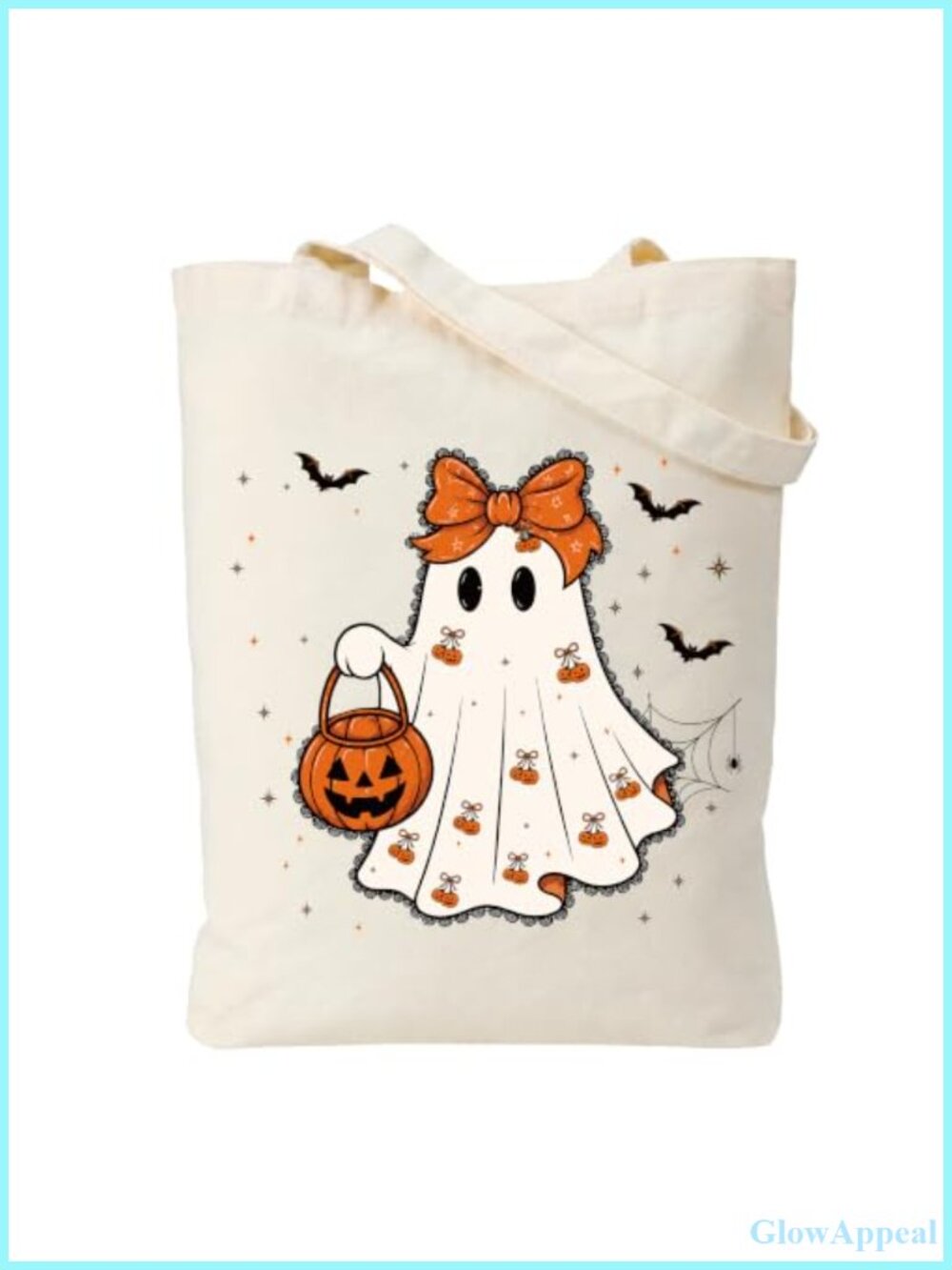 Halloween Tote Bag Canvas Reusable Trick or Treat Candy Bag